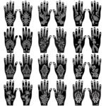 Henna Tattoo Stencils Kit for Hand, 24 Sheets Indian Arabian Temporary Tattoo Template Mehndi Stencil Stickers