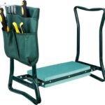 HomGarden Folding Garden Kneeler Seat Bench Stool w/Soft Kneeling Pad and Large Tool Pouch Foldable Gardener Stool