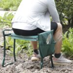 HomGarden Folding Garden Kneeler Seat Bench Stool w/Soft Kneeling Pad and Large Tool Pouch Foldable Gardener Stool - Image 2