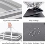 HomeHacks 2 Pack Large Laundry Baskets, Waterproof, Freestanding Laundry Hampers, Collapsible Clothes Hamper with Reinforced Handles in Laundry Room, College Dorm, Bathroom, Bedroom (Grey, 75Lx2) - Image 2