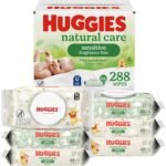 Huggies Natural Care Sensitive Baby Wipes, Unscented, Hypoallergenic, 6 Flip-Top Packs (288 Wipes Total)