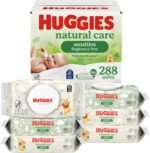 Huggies Natural Care Sensitive Baby Wipes, Unscented, Hypoallergenic, 6 Flip-Top Packs (288 Wipes Total)