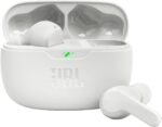 JBL Vibe Beam - True Wireless JBL Deep Bass Sound Earbuds, Bluetooth 5.2, Water & Dust Resistant, Hands-free call with VoiceAware, Up to 32 hours of battery life (White)