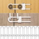 Jetec 10 Pieces Cabinet Locks for Babies, U-Shaped Proofing Drawers Safety Child Locks Adjustable, Easy to Use Childproof Latch for Knob Handle on Kitchen Door Storage Cupboard Closet (White)