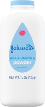 Johnson's Baby Powder with Naturally Derived Cornstarch, Aloe & Vitamin E for Delicate Skin, Hypoallergenic, Free of Parabens, Phthalates & Dyes for Gentle Baby Skin Care, 15 oz