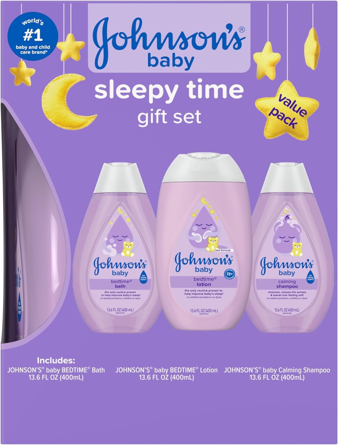 Johnson's Baby Sleepy Time Gift Set with Calming Bedtime Bath Johnson's Baby Sleepy Time Gift Set with Calming Bedtime Bath Wash, Lotion & Shampoo, Baby Bedtime Essentials with Relaxing NaturalCalm Aromas, Hypoallergenic & Paraben-Free, 3 Items - Image 1