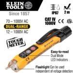 Klein Tools NCVT3P Dual Range Non Contact Voltage Tester, 12 - 1000V AC Pen, Flashlight, Audible and Flashing LED Alarms, Pocket Clip - Image 2