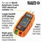 Klein Tools RT250 GFCI Outlet Tester with LCD Display, Electric Voltage Tester for Standard 3-Wire 120V Electrical Receptacles - Image 2