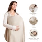 Konssy Muslin Nursing Cover for Baby Breastfeeding, Breathable 100% Cotton Breastfeeding Cover with Rigid Hoop for Mother Nursing Apron, Multi-use Carseat Canopy (Summer Wheat) - Image 2
