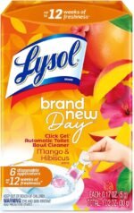Lysol Click Gel Automatic Toilet Bowl Cleaner, Toilet Gel Stamp, Toilet Freshener, Bathroom Essentials, Refreshing Mango & Hibiscus Scent, 6 Count (Pack of 1)