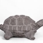 Modern Small Standing Turtle Figurine, Unique Cement Figurines, Handcrafted Decorative Washed Concrete Finish White Sculpture for Home, Garden,Office: 12.50"x9.00"x5.75"H