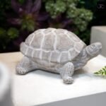 Modern Small Standing Turtle Figurine, Unique Cement Figurines, Handcrafted Decorative Washed Concrete Finish White Sculpture for Home, Garden,Office: 12.50"x9.00"x5.75"H - Image 2