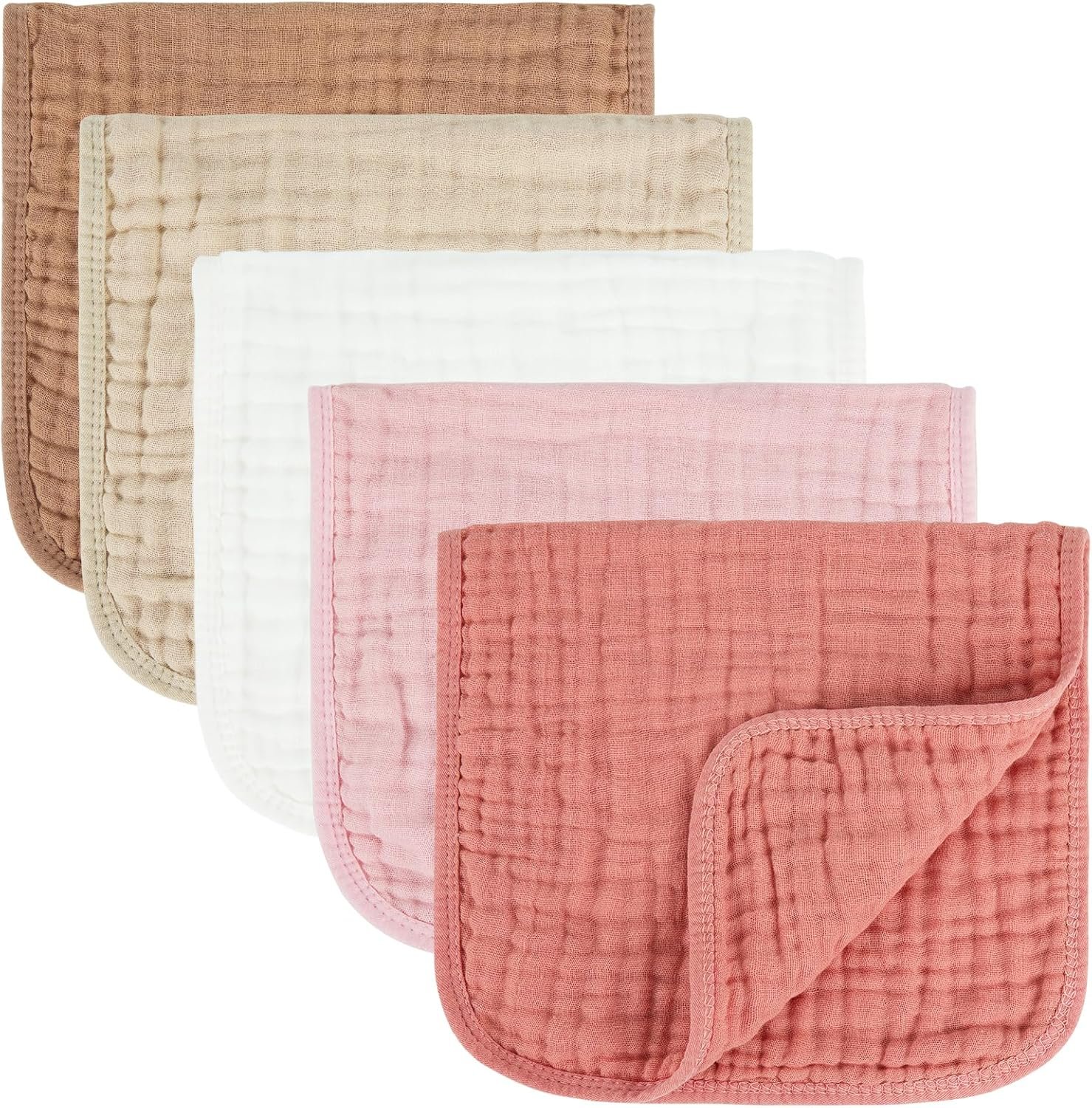 Muslin Burp Cloths 100% Cotton Baby Burp Cloths Soft, Absorbent Muslin Burp Cloths 100% Cotton Baby Burp Cloths Soft, Absorbent 10x20 inches for Girls and Boys Baby Essentials - Image 1