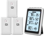 ORIA 3 Sensor Wireless Indoor Outdoor Thermometer Hygrometer, Digital Temperature Humidity Monitor with Backlit Display, Min/Max Records, Celsius/Fahrenheit Switch for Home, Garden, Greenhouse