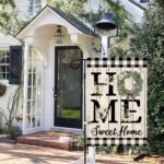ORTIGIA Home Sweet Home Magnolia Garden Flag Double Sided 12.5x18 Inch Spring Summer Buffalo Plaid Check Small Yard Flag Burlap Vertical Farmhouse Rustic Outside Outdoor Lawn Patio Decor - Image 2