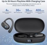 Open Ear Headphones, Bluetooth Headphones 5.3 Sports with Smart Digital Display, 36H Playtime, IP54 Waterproof, Wireless Earbuds Lightweight Design Fit Cycling, Running, Workout (Black) - Image 2