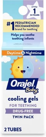 Orajel Baby Daytime & Nighttime Cooling Gels for Teething, Drug - Free, #1 Pediatrician Recommended Brand for Teething*, Two 0.18oz Tubes