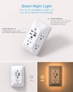 Outlet Extender with Night Light, HANYCONY Multi Plug Outlet, USB Wall Charger Surge Protector 4 USB Ports(1 USB C), Power Strip Electrical Outlet Splitter Expander for Home Office Dorm Room, ETL - Image 2