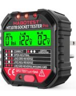 Outlet Tester Electrical GFCI Receptacle Detector with LCD Display, 90-250V Power Socket Tester, Circuit Polarity Voltage Detector, Plug Tester Breaker Finder 6 Visual Indication CAT II 300V (US Plug)