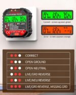 Outlet Tester Electrical GFCI Receptacle Detector with LCD Display, 90-250V Power Socket Tester, Circuit Polarity Voltage Detector, Plug Tester Breaker Finder 6 Visual Indication CAT II 300V (US Plug) - Image 2