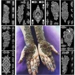 Pack of 9 Henna Tattoo Stencil Kit,Reusable Mehendi Stencils Templates for Hand Forearm Indian Arabian Temporary Tattoo Stickers