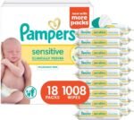 Pampers Sensitive Baby Wipes, Water Based, Hypoallergenic and Unscented, 18 Flip-Top Packs (1008 Wipes Total) [Packaging May Vary]
