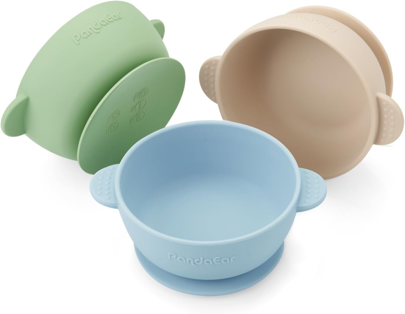 PandaEar 3 Pack Baby Bowls with Suction| Stay Put Silicone PandaEar 3 Pack Baby Bowls with Suction| Stay Put Silicone Food Bowl for Babies Kids Toddlers Infants| Food Grade Soft Safe BPA-Free Silicone (Multi-Color) - Image 1