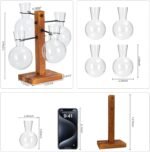 Plant Propagation Station with Wood Stand, Propagation Vases for Plants, Terrarium Kit for Home Office Garden Decor, Gifts for Plant Lovers - 4 Bulb Glass Vases - Image 2