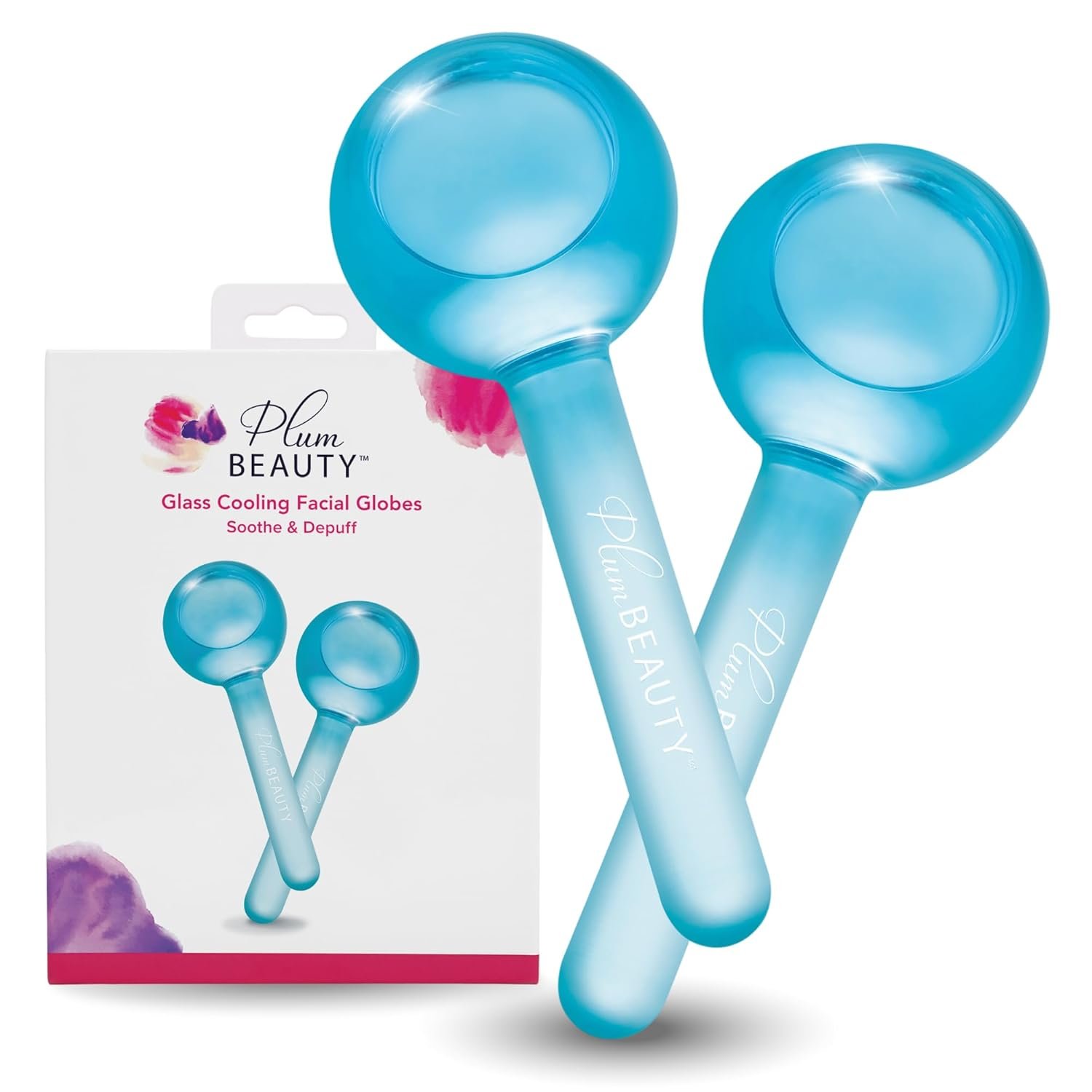 Plum Beauty Facial Ice Globes - Cooling Massage Tools for Plum Beauty Facial Ice Globes - Cooling Massage Tools for Refreshing Skincare Routine, Enhances Self Care, Reduces Puffiness - Set of 2 - Image 1