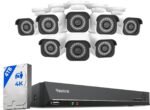 REOLINK 4K Security Camera System, RLK16-800B8 8pcs H.265 PoE Wired with Person Vehicle Detection, 8MP/4K 16CH NVR with 4TB HDD for 24-7 Recording