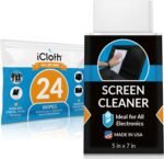 Screen Cleaner Wipes by iCloth – Individually Wrapped – Travel Size – Streak-Free (24 Large Wipes)