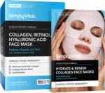 SimplyVital Collagen Facial Mask with Retinol & Hyaluronic Acid - Hydrating Face Masks Skincare - T Line & V Line Sheet Mask for Women Skin Care - Mascarillas Para la Cara - Cloth Face Masks - 7 Pack