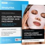 SimplyVital Collagen Facial Mask with Retinol & Hyaluronic Acid - Hydrating Face Masks Skincare - T Line & V Line Sheet Mask for Women Skin Care - Mascarillas Para la Cara - Cloth Face Masks - 7 Pack