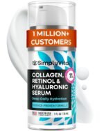 SimplyVital Collagen, Retinol & Hyaluronic Acid Serum - Anti-Aging Moisturizer for Face, Neck & Décolleté - Made in USA, Deep Moisturizing Skin Care Complex - Hydrating Facial Serum for Women, 1 fl.oz