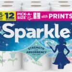 Sparkle Pick-A-Size Paper Towels, Spirited Print Design, 6 Double Rolls (660 Sheets Total) - Strong 2-Ply Towels for Kitchen Cleanup and Everyday Messes