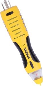 Sperry Instruments VD7504GFI DualCheck 2-in-1 Non-Contact Voltage Detector + GFCI Outlet Circuit Analyzer, 360° Visual & Audible Indicators, 50-1000V AC, 250 lb. Crush Rating