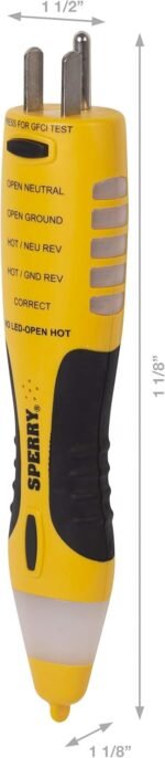 Sperry Instruments VD7504GFI DualCheck 2-in-1 Non-Contact Voltage Detector + GFCI Outlet Circuit Analyzer, 360° Visual & Audible Indicators, 50-1000V AC, 250 lb. Crush Rating - Image 2