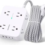 Surge Protector Power Strip - HANYCONY 8 Outlets 4 USB (2 USB C) Charging Ports, Multi Plug Outlet Extender, 5Ft Braided Extension Cord, Flat Plug Wall Mount Desk Charging Station for Home Office ETL