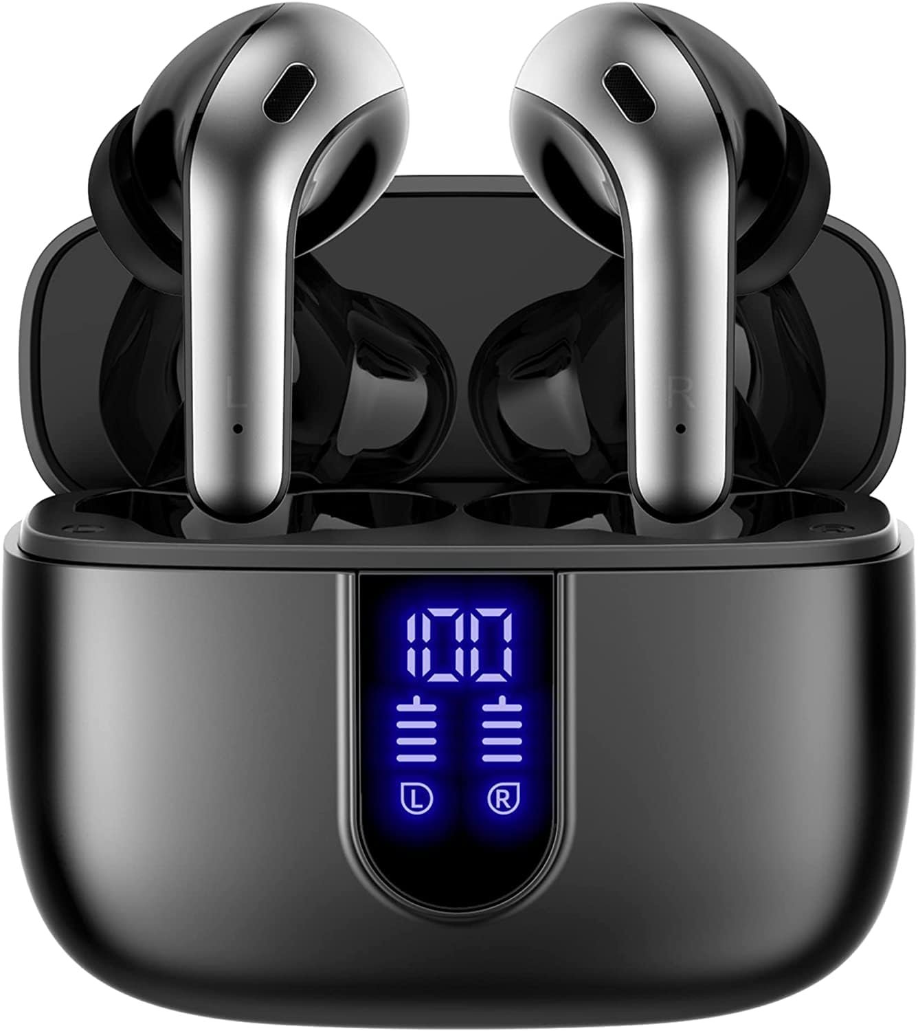 TAGRY Bluetooth Headphones True Wireless Earbuds 60H Playback LED Power TAGRY Bluetooth Headphones True Wireless Earbuds 60H Playback LED Power Display Earphones with Wireless Charging Case IPX5 Waterproof in-Ear Ear buds with Mic for TV Smart Phone Laptop Computer Sports - Image 1