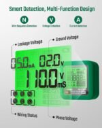 TESMEN TOE-100BMAX GFCI Outlet Tester with GFCI Trip Time Test, Backlit LCD, Data Hold, Voltage Tester, Receptacle Tester for Home & Daily Safety Checks - Green - Image 2