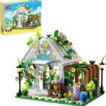 TGL Flower House Building Set with Lights,Garden House Building Toy Kits Compatible with Trend,Creative Greenhouse Playset,Christmas Birthday Gift for Adults or Girls 8-12 Years(719PCS)