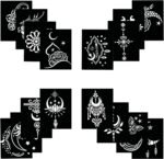 Tattoo Stencils for Kids Adults, 16 Sheets Henna Tattoo Stencil Kit, Mehndi Stencils for Hands, Henna Tattoo Stencils for Real Tattoos, Henna Stencils for Halloween Ramadan Moon Festival
