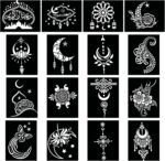 Tattoo Stencils for Kids Adults, 16 Sheets Henna Tattoo Stencil Kit, Mehndi Stencils for Hands, Henna Tattoo Stencils for Real Tattoos, Henna Stencils for Halloween Ramadan Moon Festival - Image 2