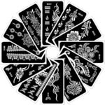 Tattoo Stencils for Kids and Adults - 12 Sheets Henna Kit for Hands, Mehndi, Real Tattoos, and Airbrush，Temporary Tattoos Stencil