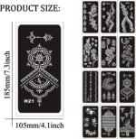 Tattoo Stencils for Kids and Adults - 12 Sheets Henna Kit for Hands,Mehndi,Real Tattoos,and Airbrush,Temporary Tattoo Stencil - Image 2