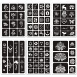 Temporary Tattoo Stencils for Women Girls and Kids, 410+ PCS Henna Tattoo Stencil Kit,Temporary Indian Arabian Glitter Airbrush Tattoo Stencils for Face Body Paint DIY - Image 2