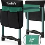TomCare Garden Kneeler and Seat 10.64” Wider Larger Soft Kneeling Pad Garden Bench with 2 Large Tool Pouches Heavy Duty Garden Stool Foldable Tools Gardening Gifts for Women Men Gardeners