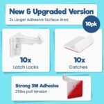 Upgraded Invisible Baby Proofing Cabinet Latch Locks (10 Pack) - No Drilling or Tools Required for Installation, Works with Most Cabinets and Drawers, Works with Countertop Overhangs, Highly Secure - Image 2