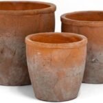Urban Trends Ceramic Short Wide Round Flower Pot Set of Three Washed Finish Vermilion..7.75"x7.75"x7.00"H; 6.50"x6.50"x6.00"H; 5.50"x5.50"x5.00"H