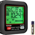VEVOR Outlet Tester, Electrical GFCI Trip Tester, LCD Display Receptacle Detector for 7 Common Wiring Faults, 3 Prong Socket Detector with Auto Shutoff & Low Battery Indicator, CAT II 300V Rating